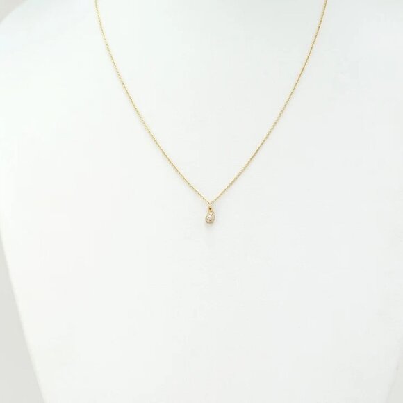 Tiffany & Co. Mini Teardrop Diamond .25ct Necklace 16" 18k Yellow Gold - Picture 2 of 7